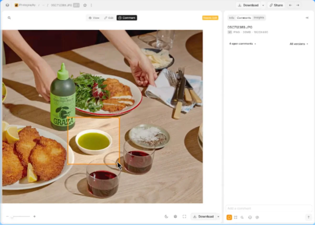 Air creative asset review interface